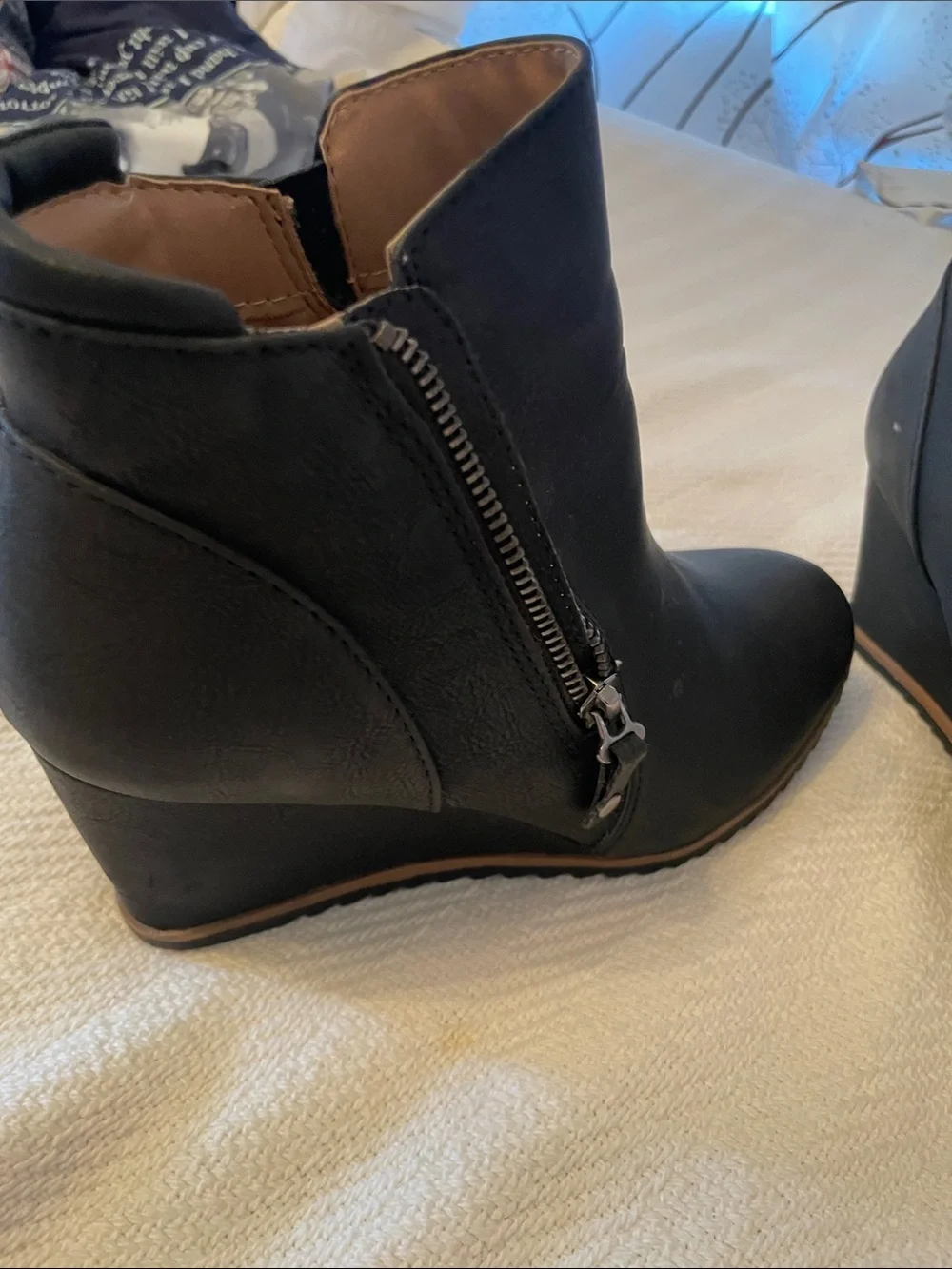 Naturalizer Black Wedge Ankle Boots